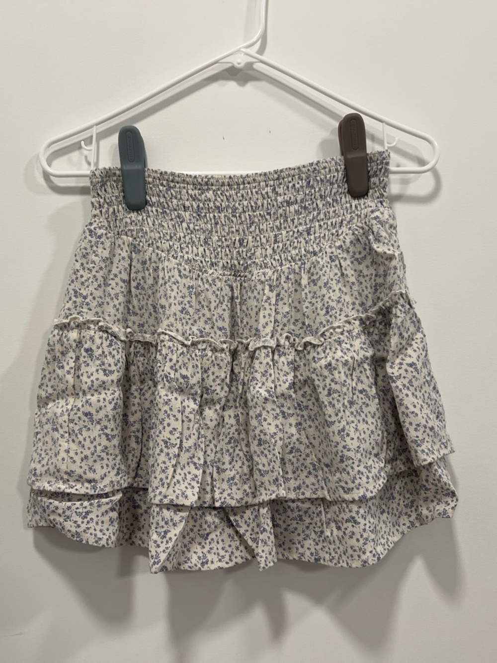 Sienna Sky Cream Mini Skirt with Blue Floral Print